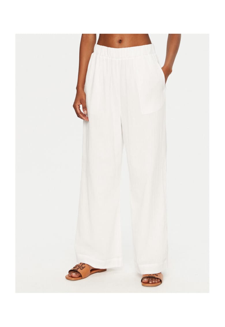 Pantaloni dama - 304990472 - Bumbac - Alb - Alb