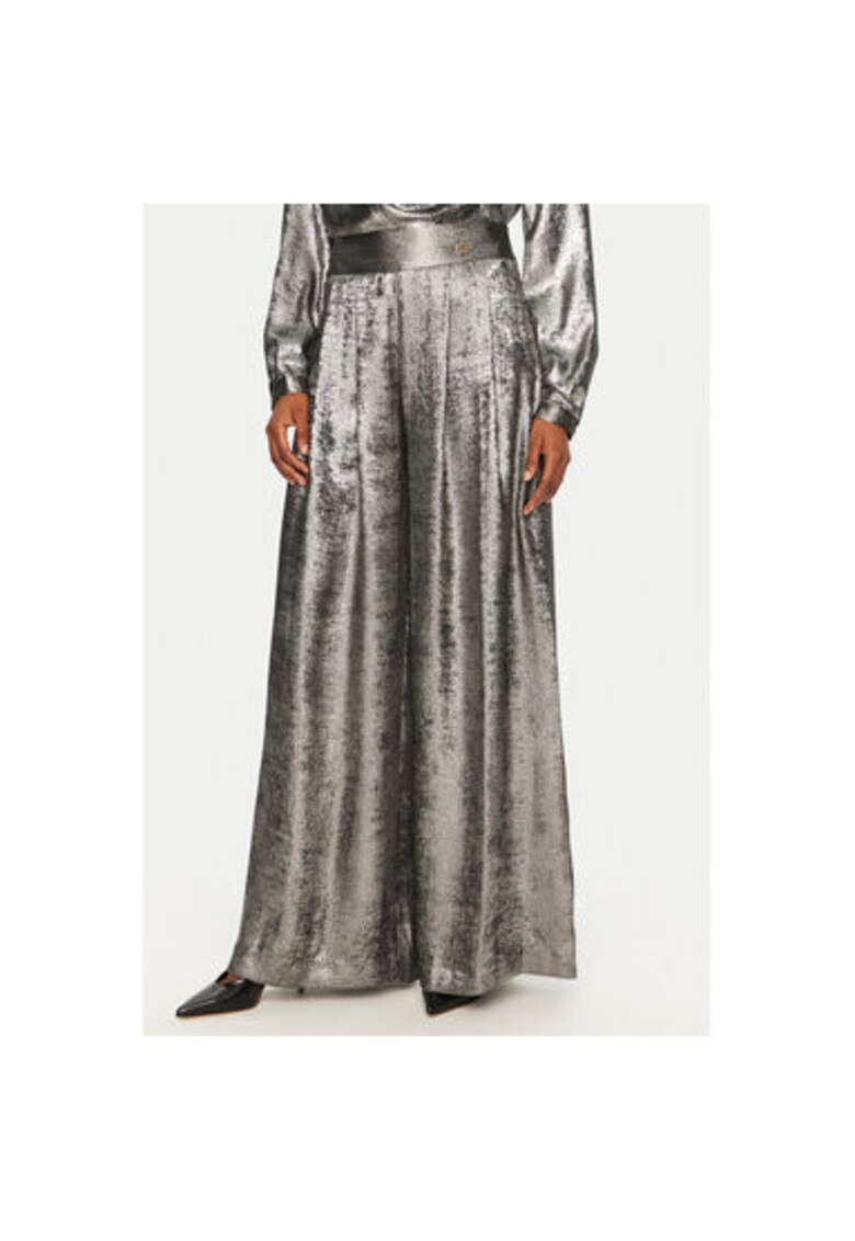 Pantaloni dama - 305018168 - Poliester - Argintiu - Argintiu