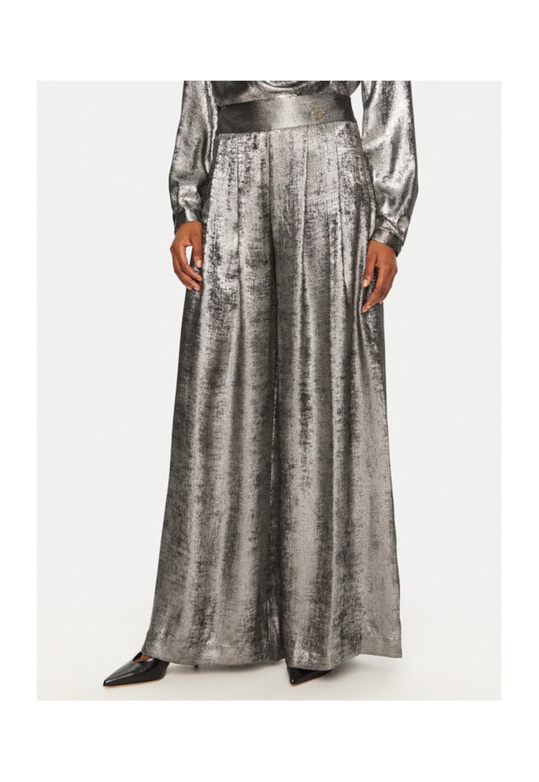 Pantaloni dama - 305018168 - Poliester - Argintiu - Argintiu