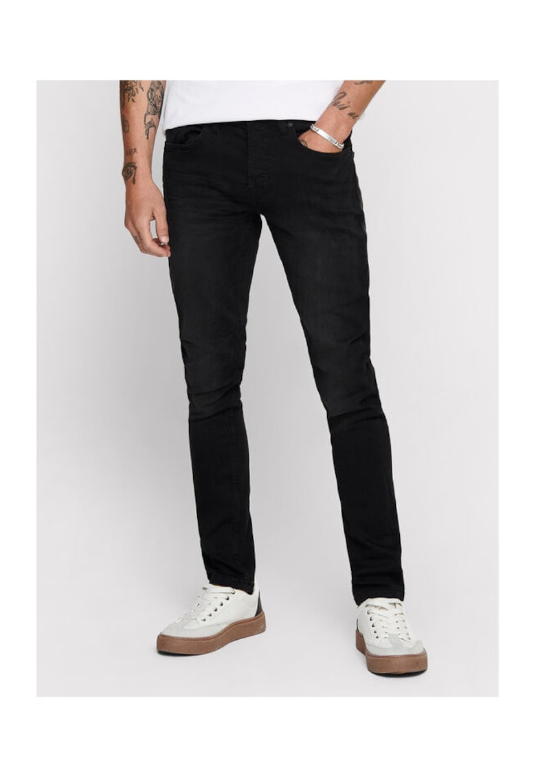 Blugi Barbati - 208502603 - Bumbac - Poliester - Negru - Negru