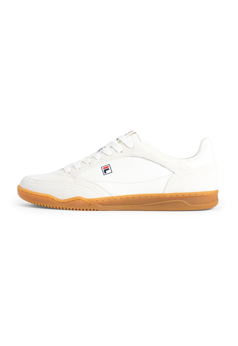 Pantofi sport din piele cu detaliu logo - Alb fildes/Crem