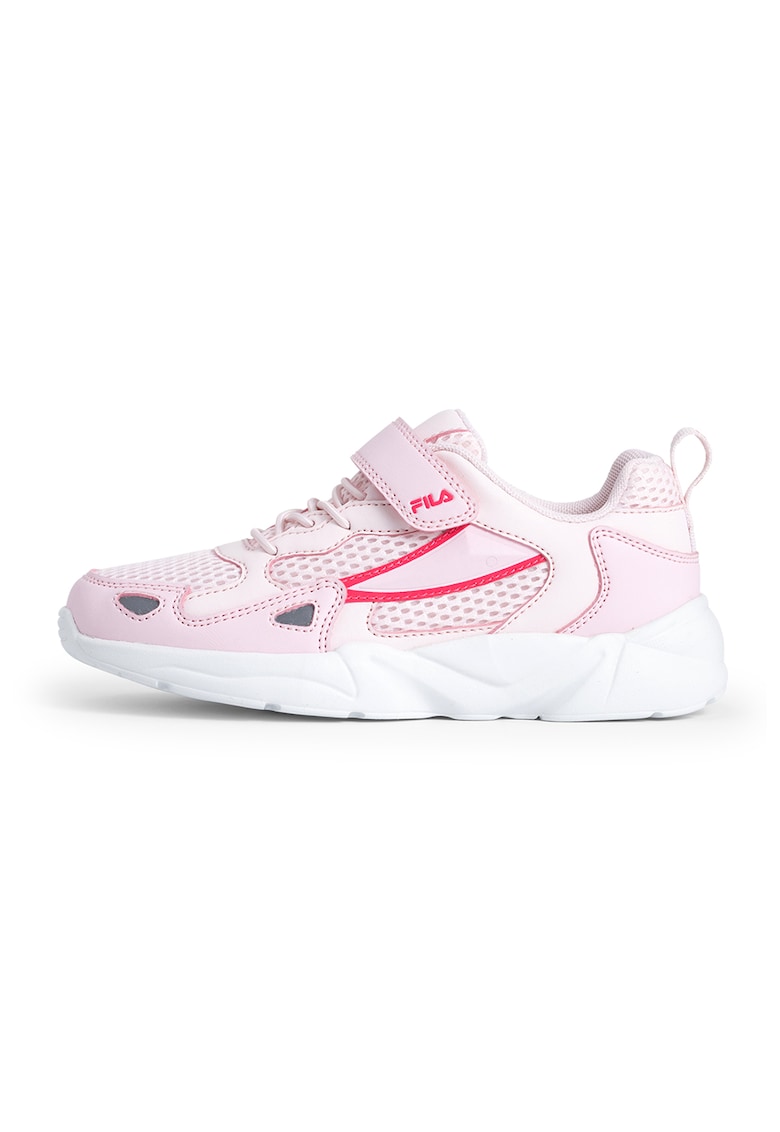 Pantofi sport de piele ecologica si material textil Ventosa - Rosu/Roz pal