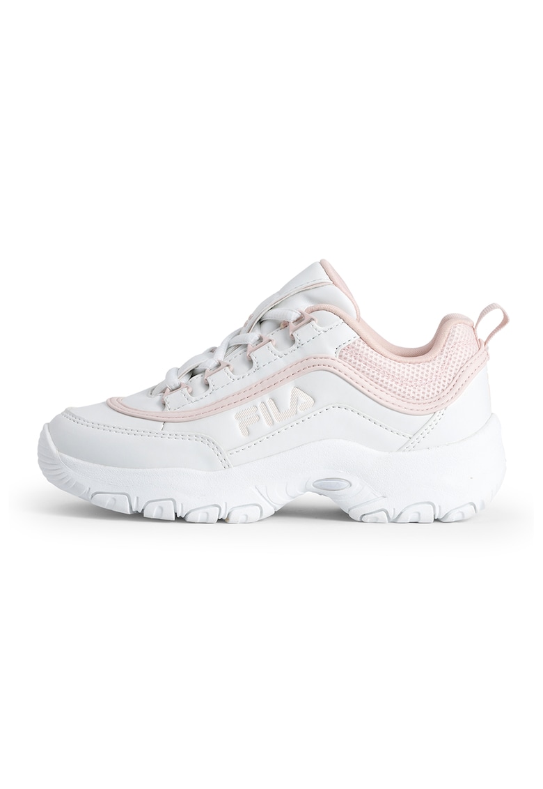 Pantofi sport de piele ecologica cu garnituri textile - Alb/Piersica