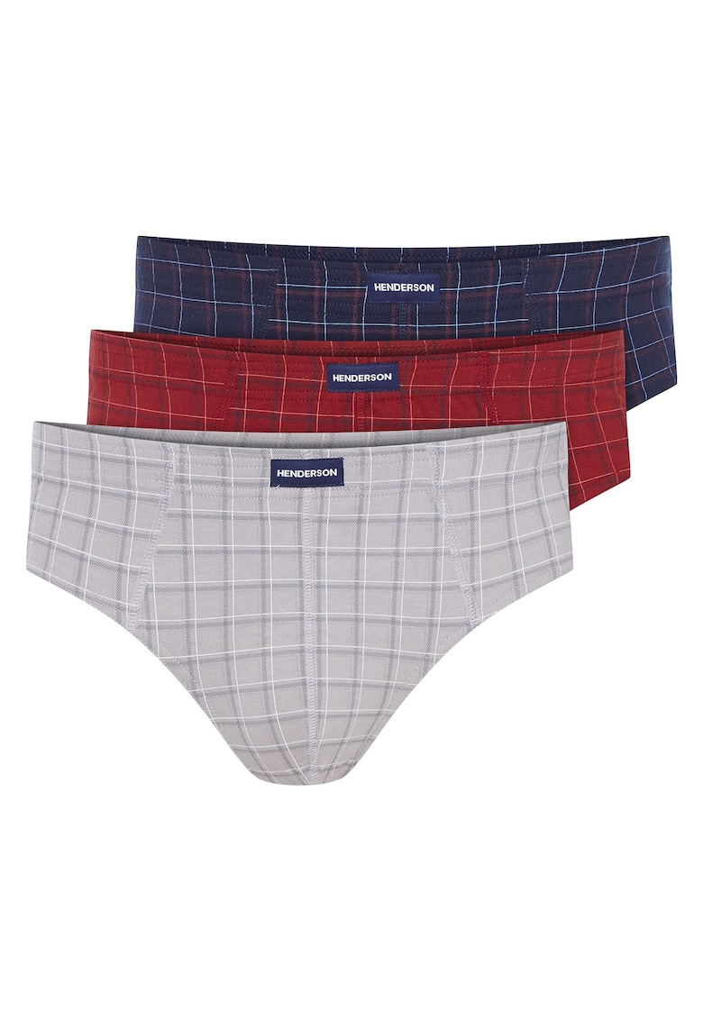 Chiloti barbati Classic  set de 3 perechi rosu - gri - bleumarin XXL
