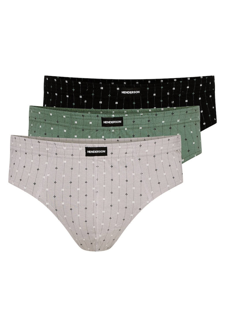 Chiloti barbati Classic set de 3 perechi gri deschis - verde khaki - negru XXL