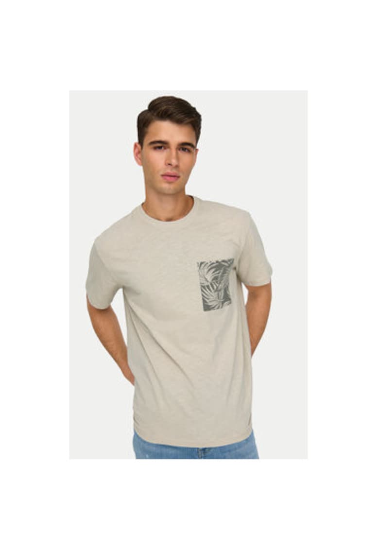 Only Sons Tricou barbati - 304953187 - Bumbac - Bej - Bej