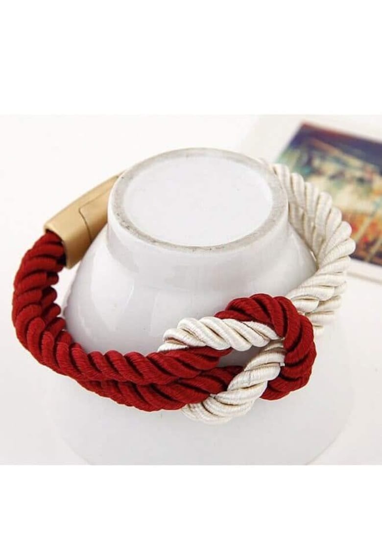 Bratara impletita - rosie - cu nod marinaresc - Eleanor C1