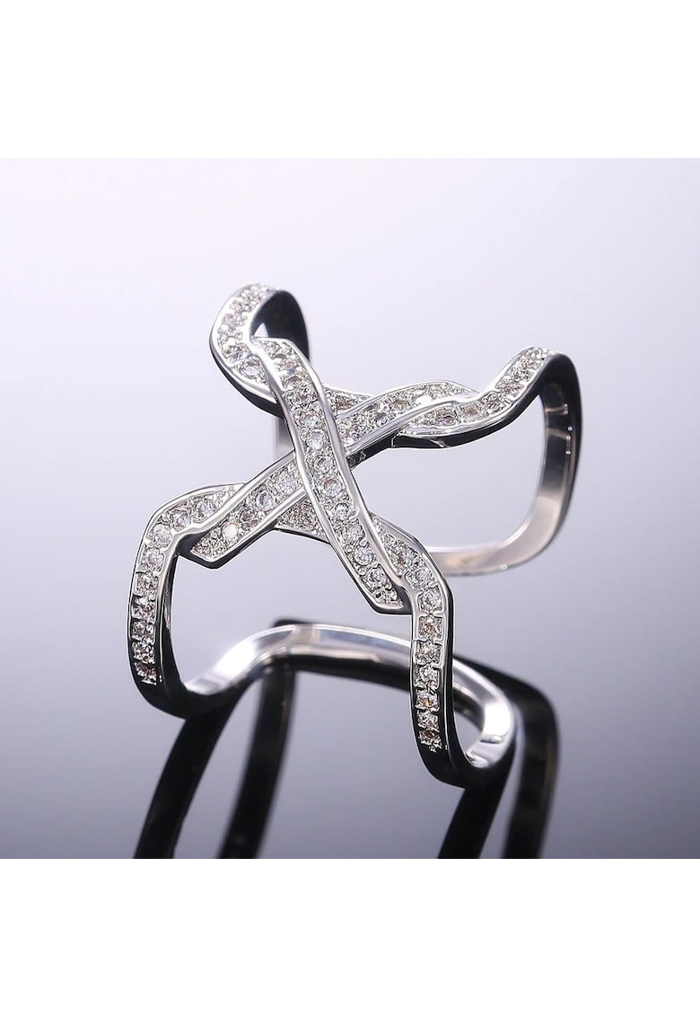 Inel argintiu - ajustabil - cu pietre din zirconiu - Jonas C9 -