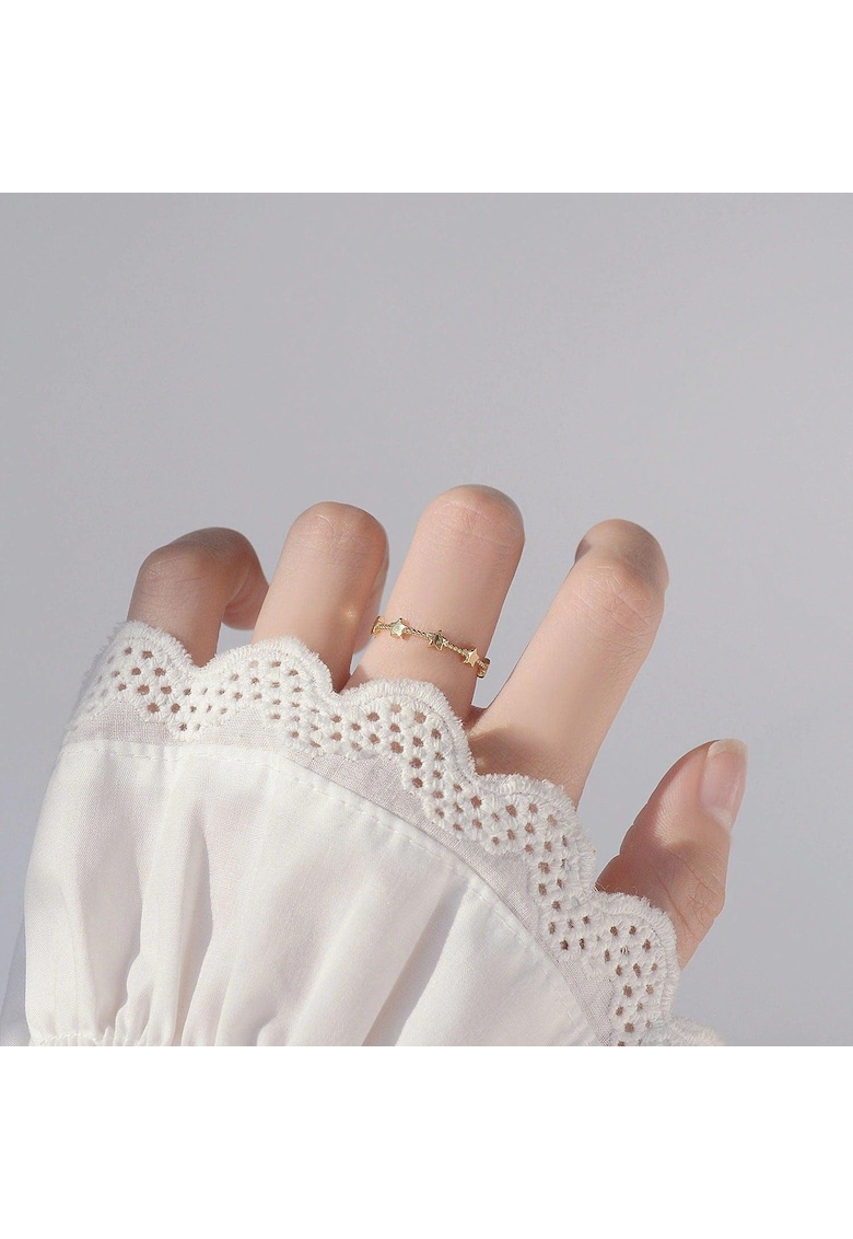 Inel auriu - reglabil. suflat cu aur 14k - cu stelute - Maika C1 -