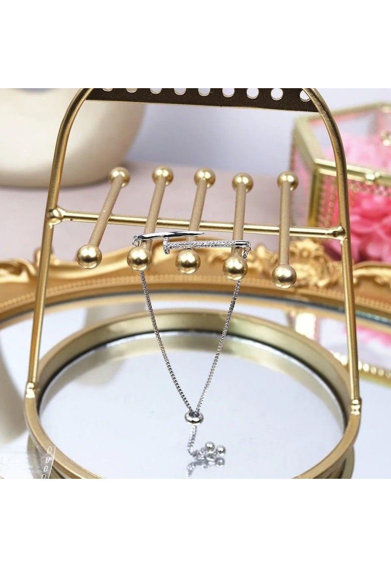 Bratara argintie - suflata cu aur 14k - forma de cui - cu pietre din zirconiu - Milda C3 -