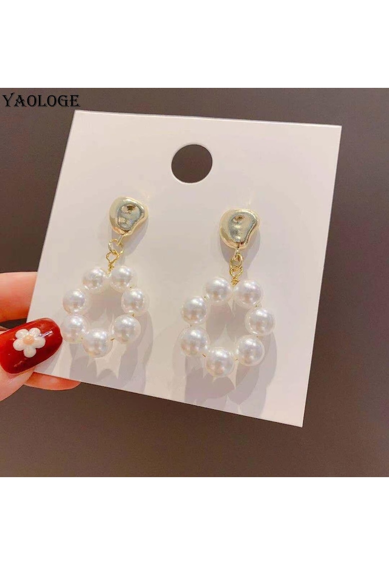 Cercei aurii - rotunzi - cu perle - Madita C23 -