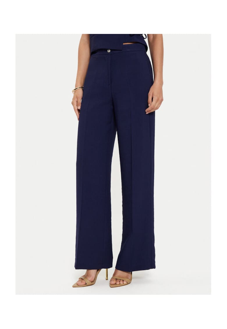 Pantaloni dama - 304573910 - Viscoza - Albastru - Bleumarin