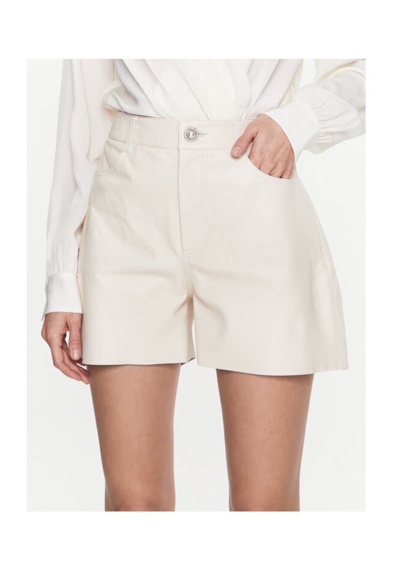 Pantaloni scurti dama - 302005802 - Piele naturala - Bej - Crem