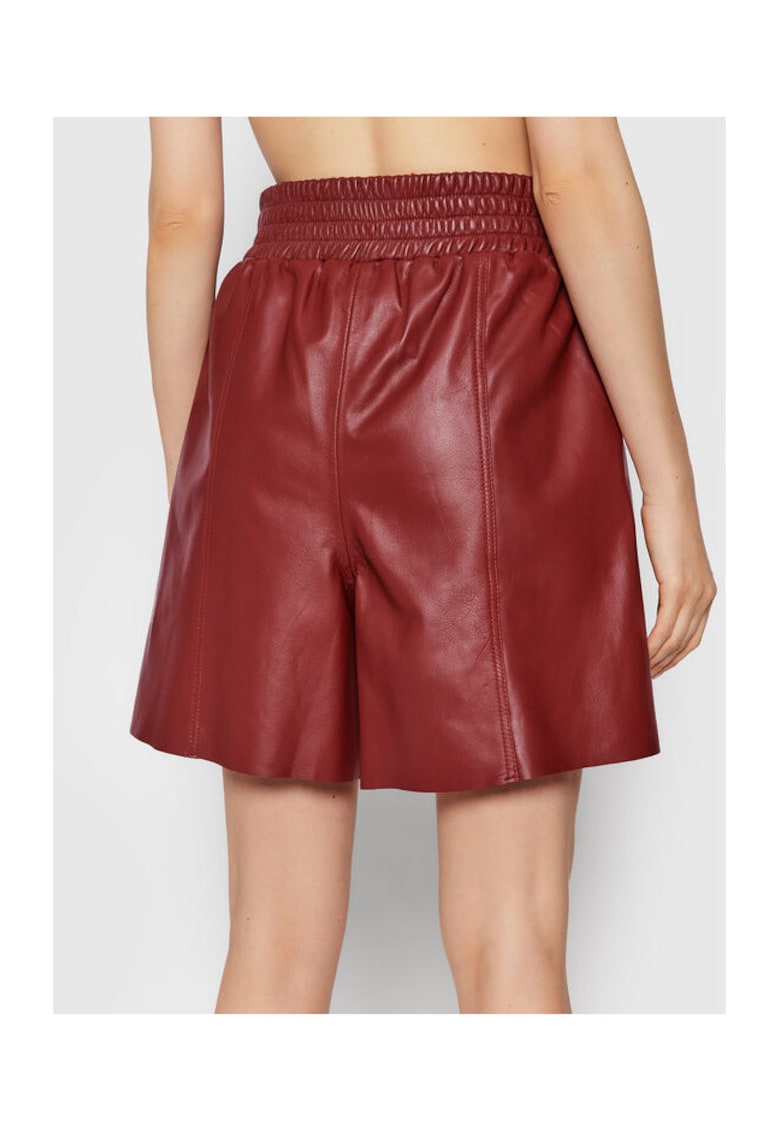 Pantaloni scurti dama - 209343847 - Piele naturala - 34 EU - Rosu