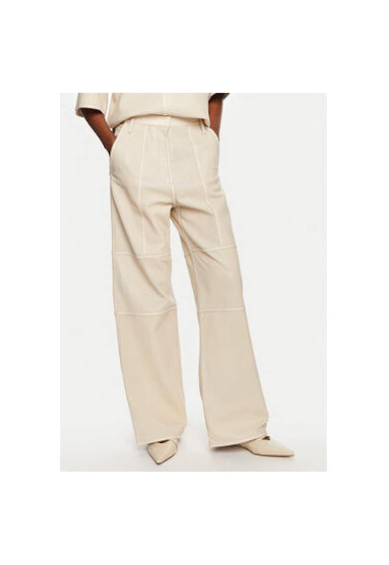 Pantaloni Dama -  304610264 - Piele naturala - 36 - Bej