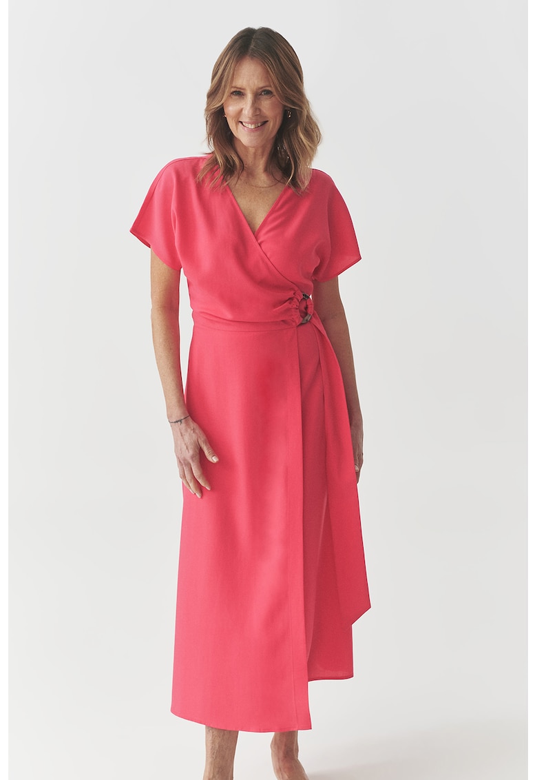 Rochie midi din amestec de lyocell cu maneci scurte