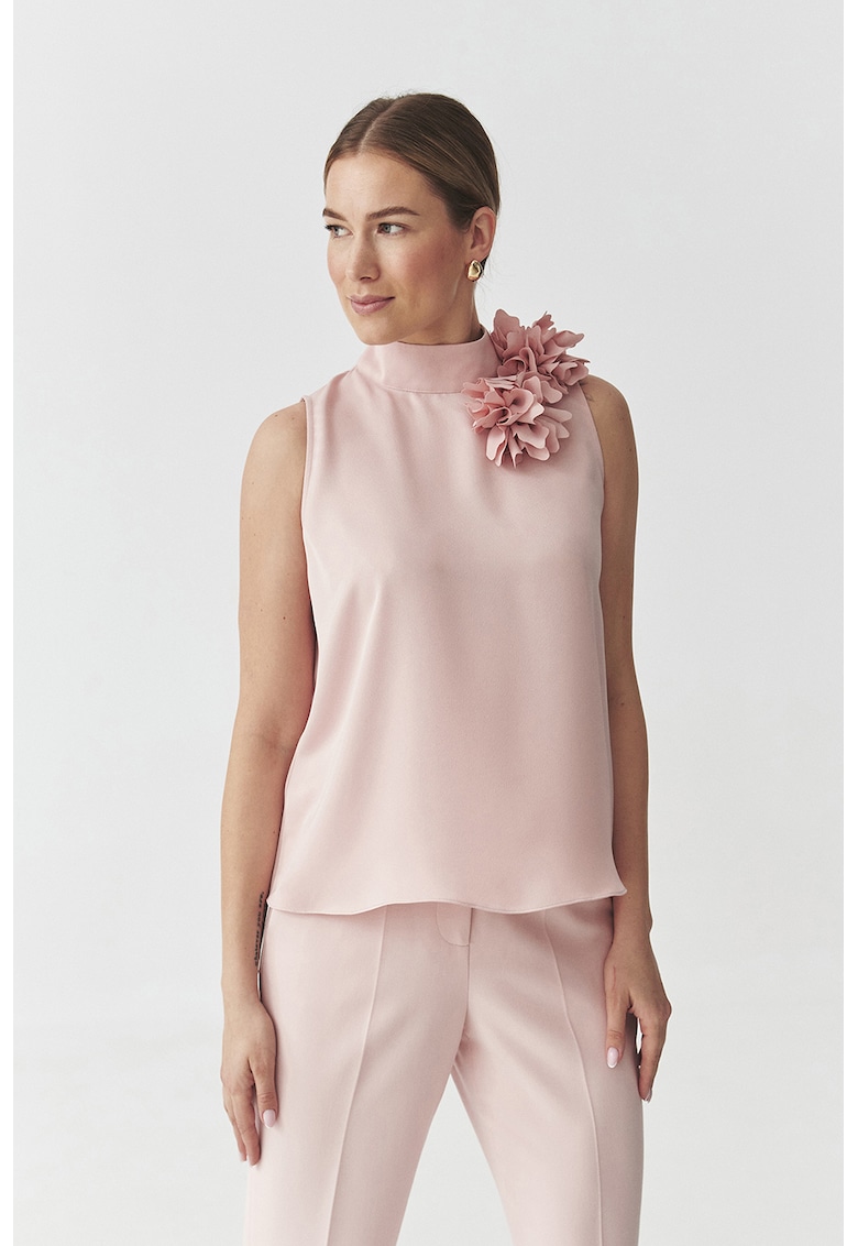 Bluza din satin cu detaliu cu floare