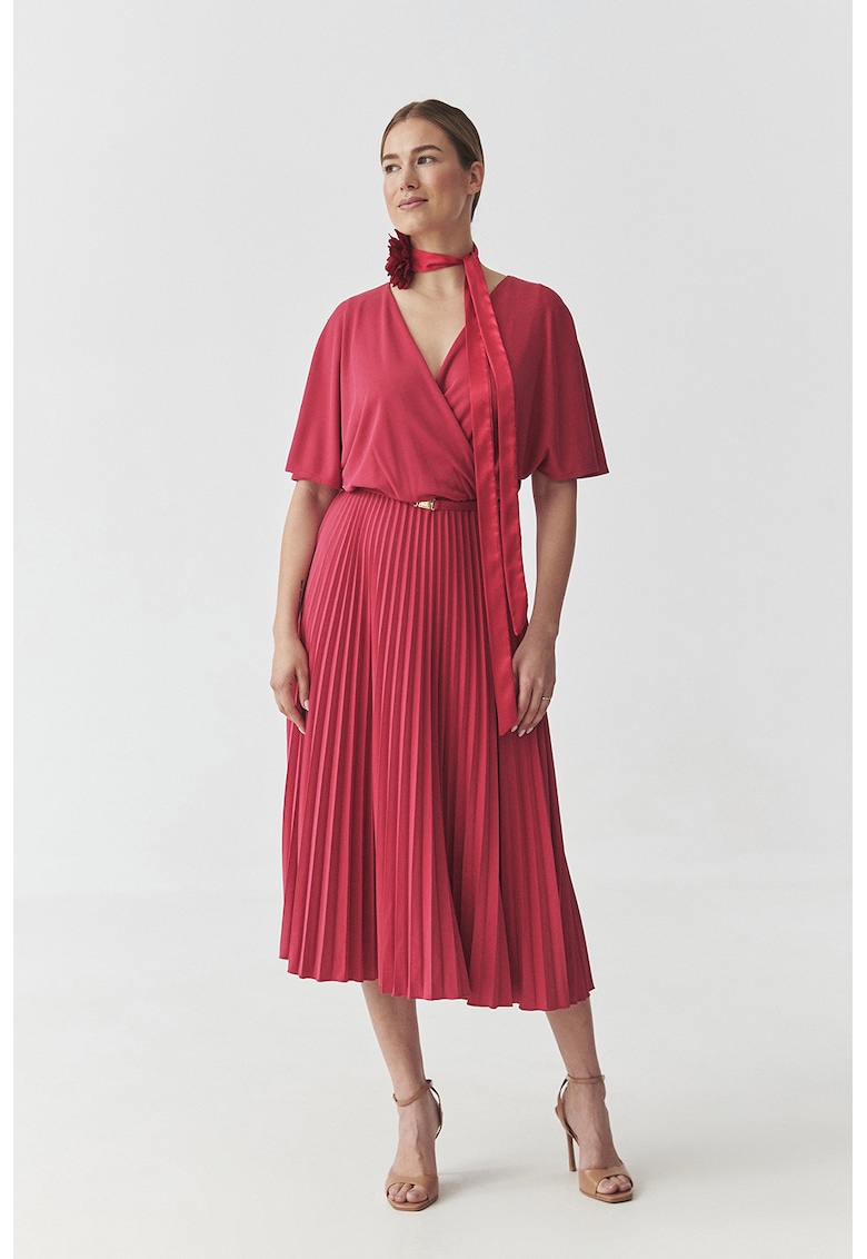 Rochie midi evazata din amestec de modal