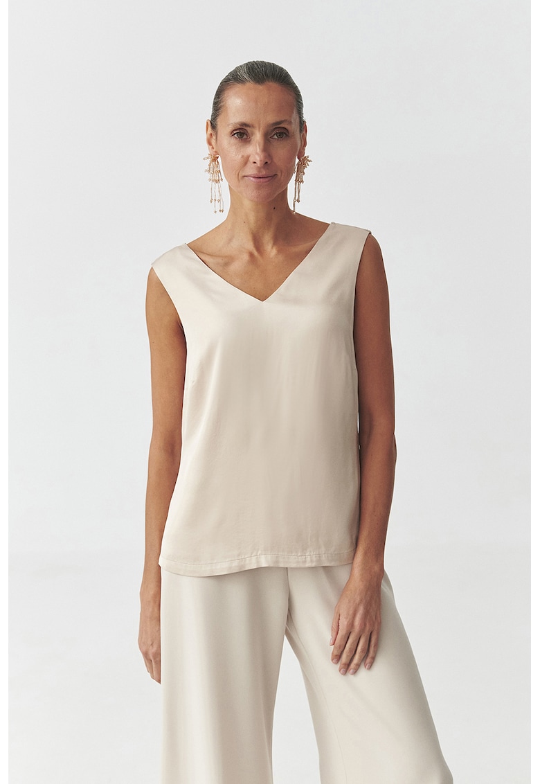 Bluza cu decolteu in V si model uni