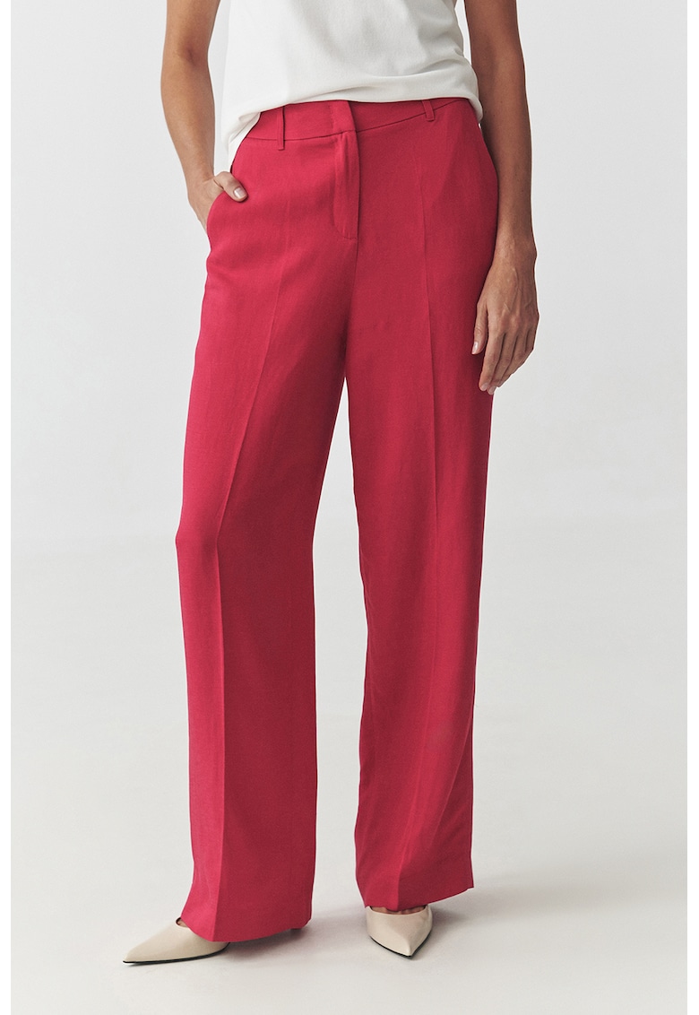 Pantaloni drepti din amestec de in