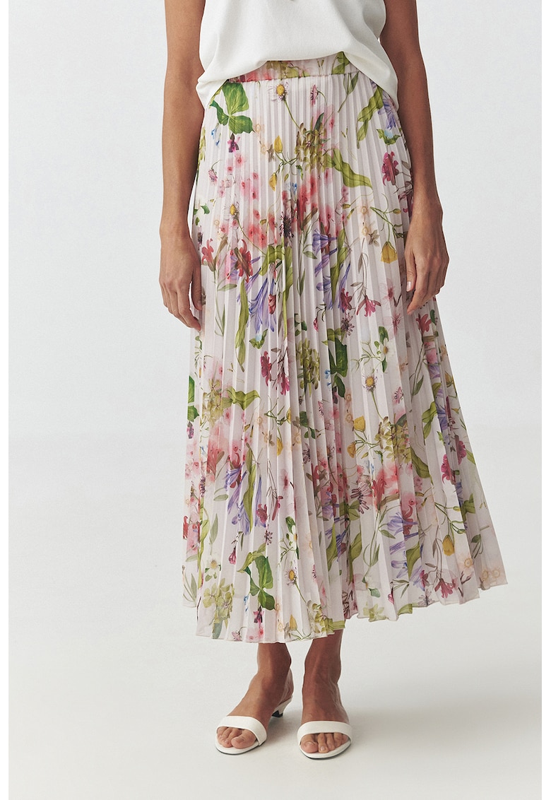 Fusta cu pliuri si model floral