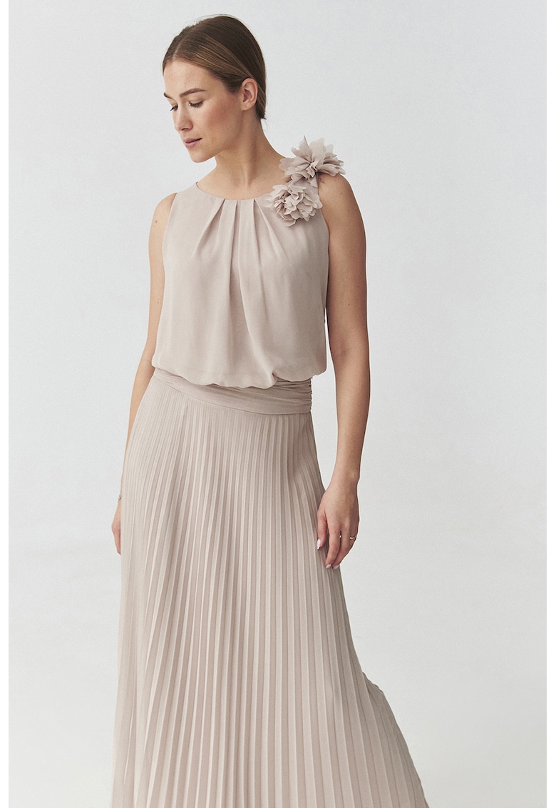 Rochie cu aspect plisat Rozani - Maro taupe deschis