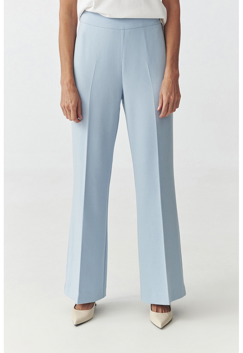 Pantaloni drepti cu fermoar lateral - Albastru pastel