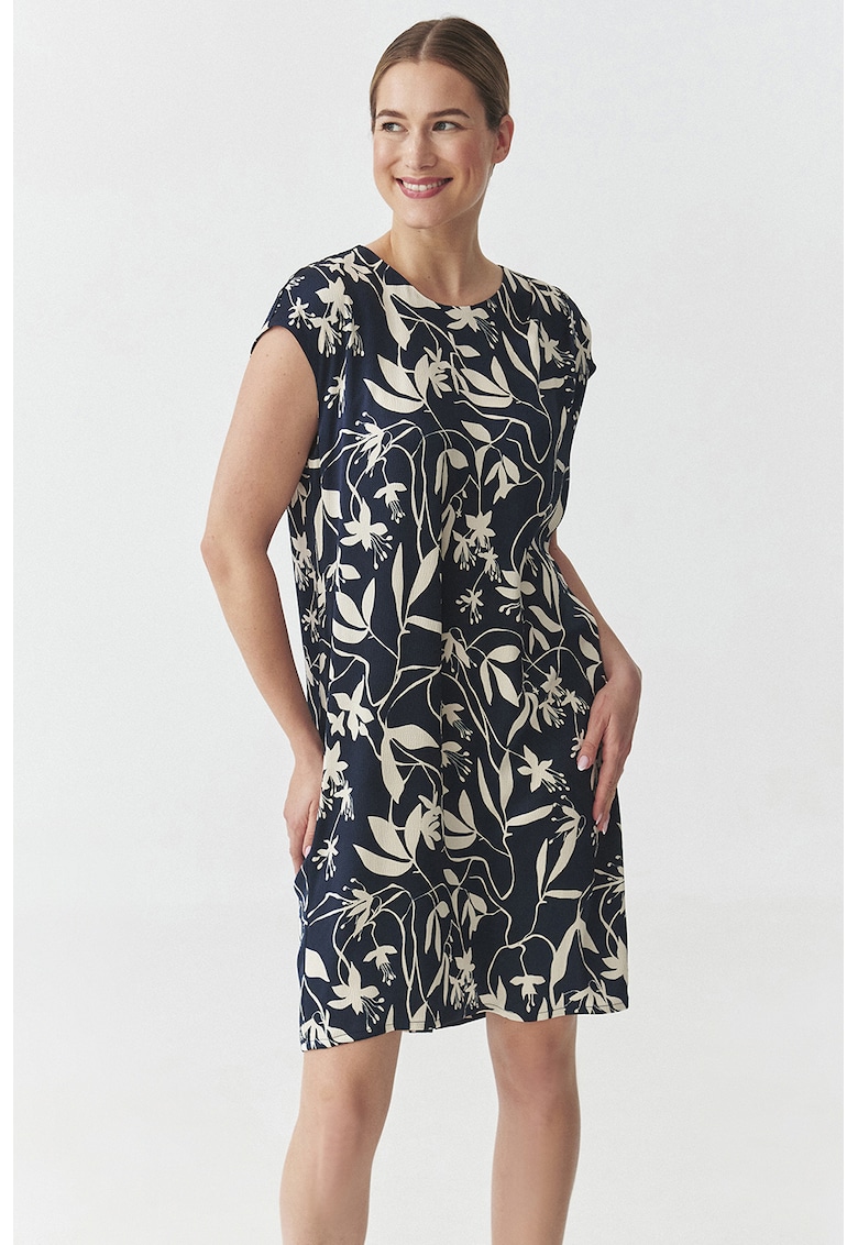 Rochie mini cu model floral Zimona 1 - Alb/Bleumarin