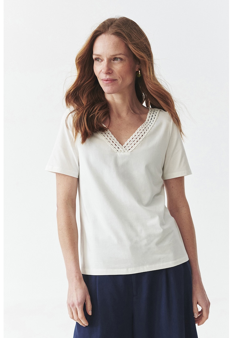 Tricou din amestec de modal cu decolteu in V