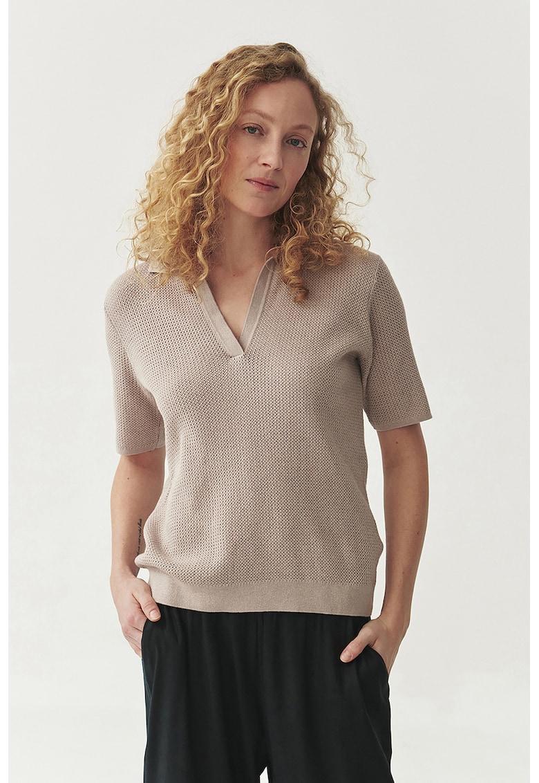 Bluza din amestec de matase Sonar - Maro taupe deschis