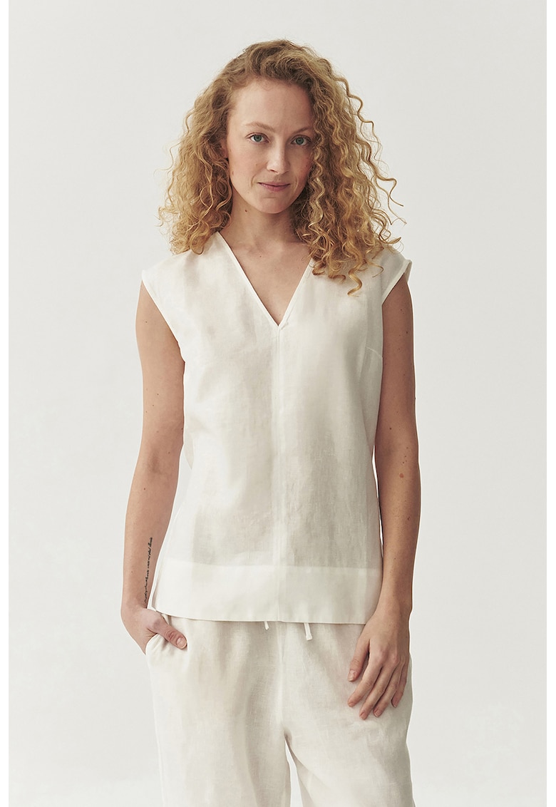 Top de in cu decolteu in V Luiza - Alb