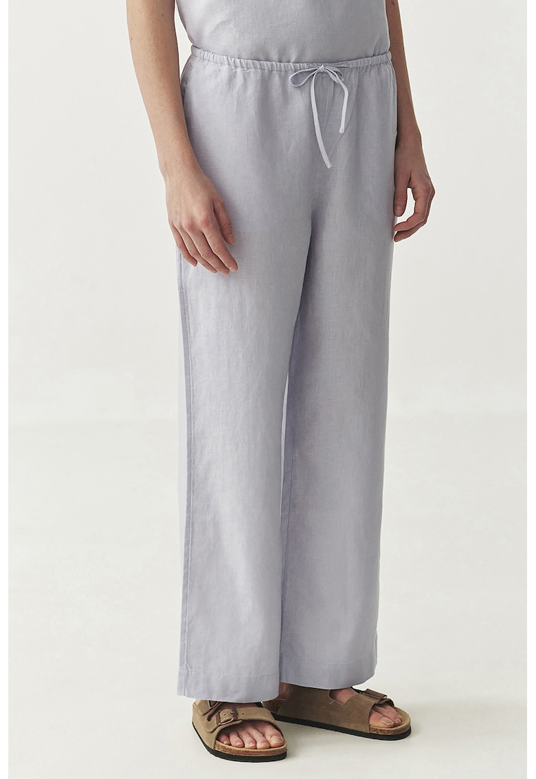 Pantaloni de in cu snur Canela - Albastru glaciar