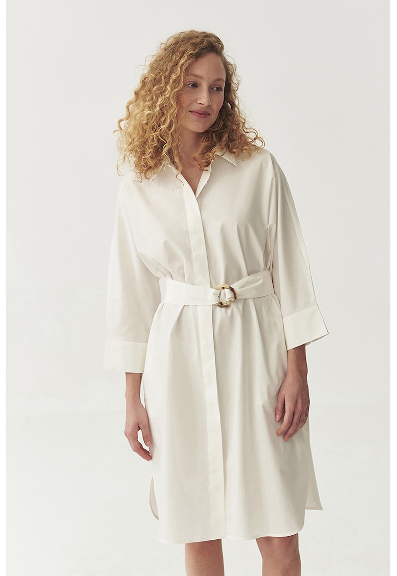 Rochie-camasa midi cu cordon in talie