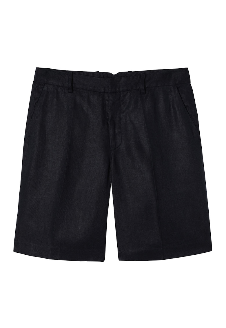 Pantaloni scurti de in cu talie medie - Albastru ultramarin