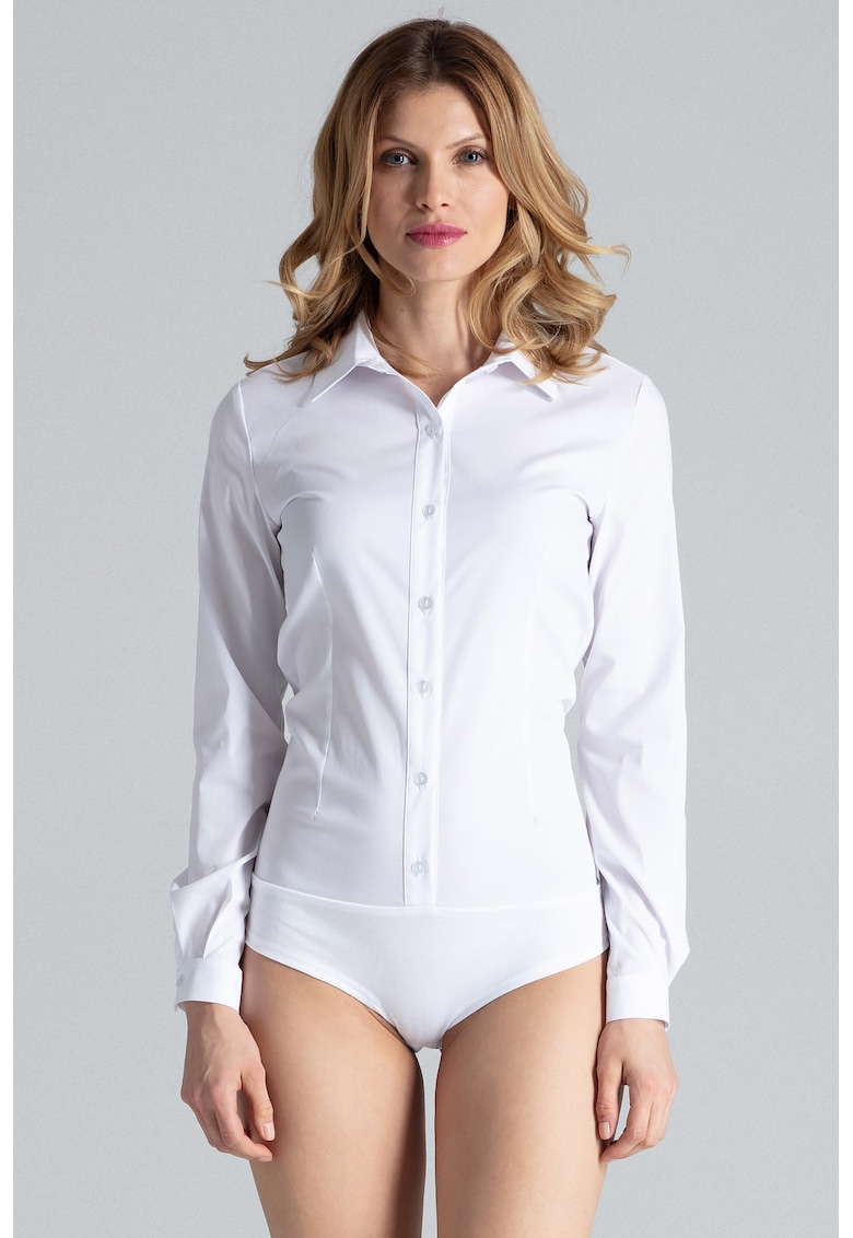 Body alb - bumbac - cu guler - regular fit