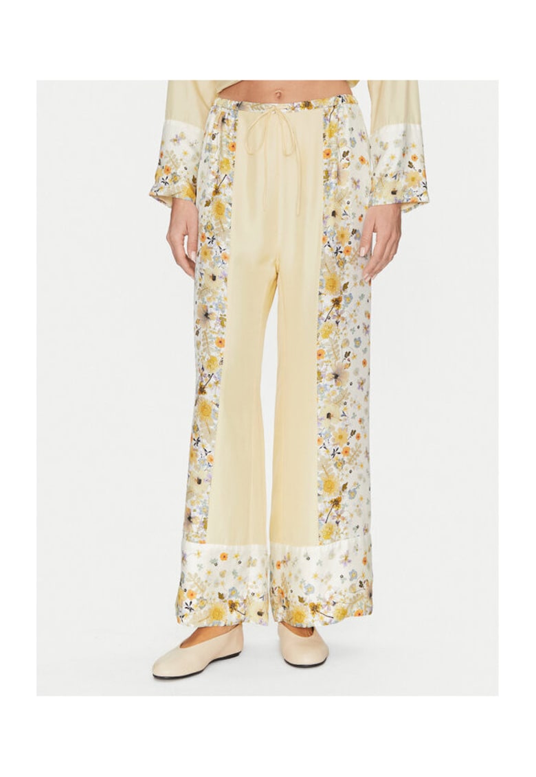 Pantaloni dama - 304893001 - Matase - Bej - Bej