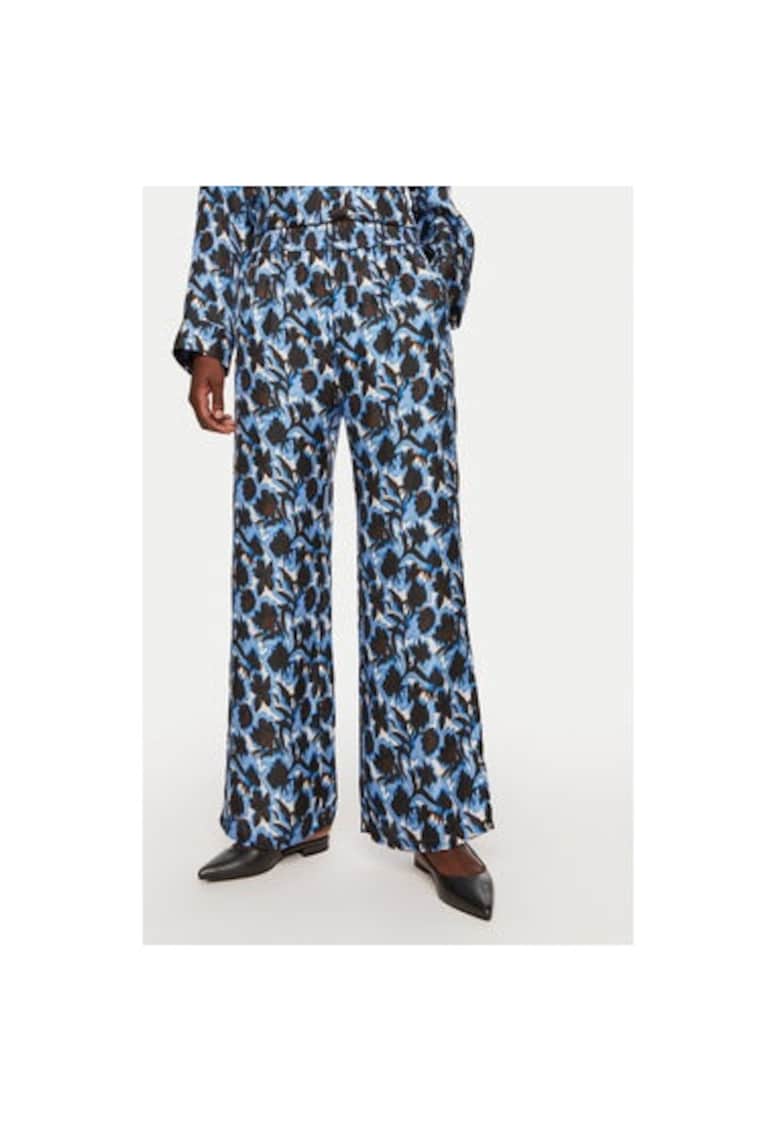 Pantaloni dama -  304135408 - Matase - Albastru