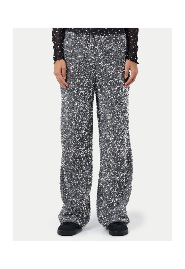 Pantaloni dama - 304534973 - Poliester - Argintiu - Argintiu