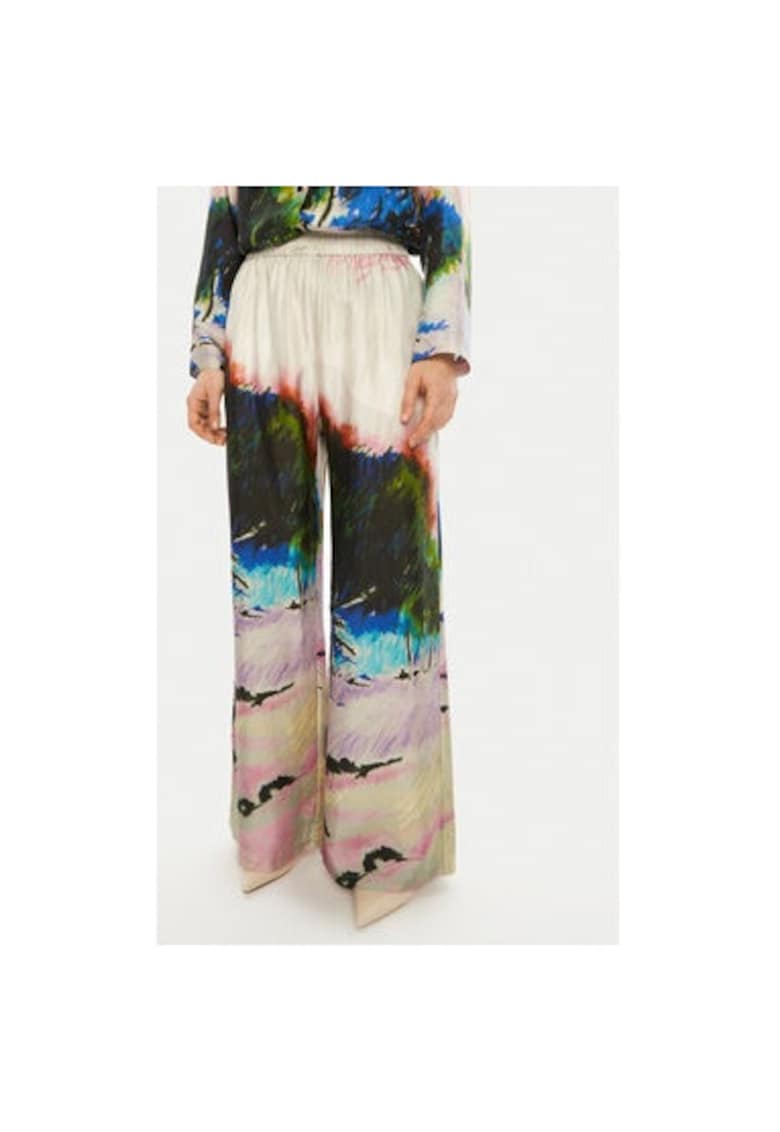 Pantaloni dama -  304891359 - Matase - Multicolor
