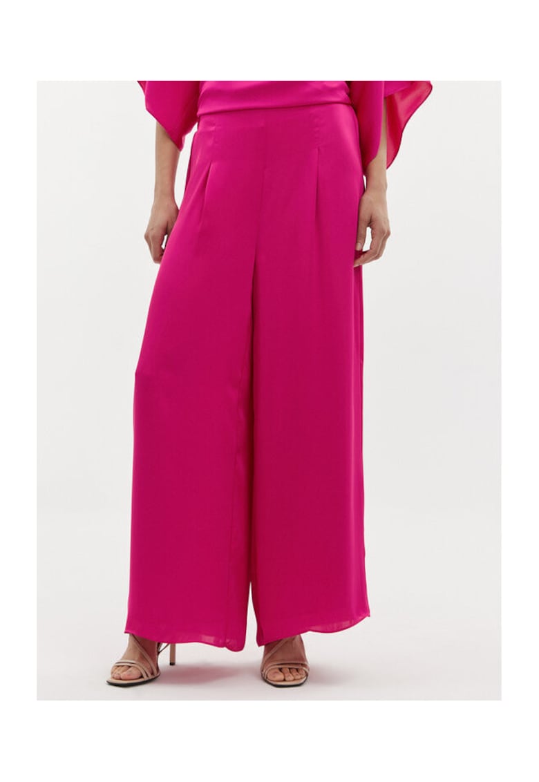 Pantaloni dama - 303838959 - Poliester - Roz - Roz