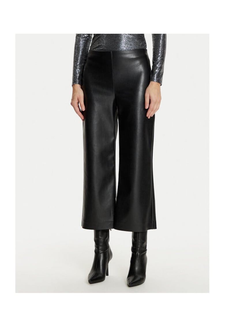 Pantaloni dama - 304217401 - Piele Negru - Negru