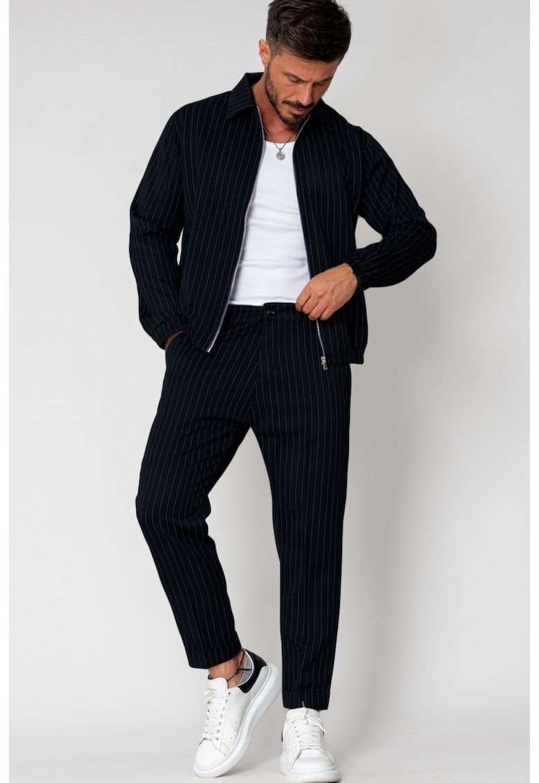 Set Caruso Stripes Jacheta cu fermoar si pantalon lung Black 15605