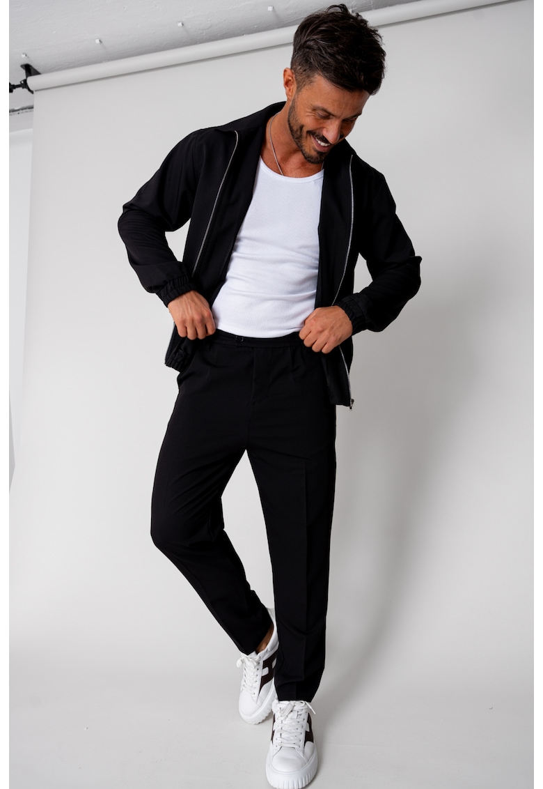 Set Caruso Jacheta fermoar cu buzunar si pantalon lung Black 15629