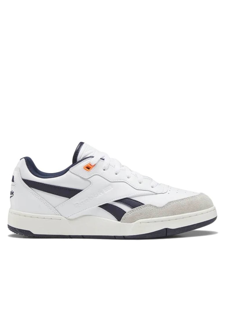 Pantofi sport de piele ecologica cu garnituri de piele intoarsa - Alb