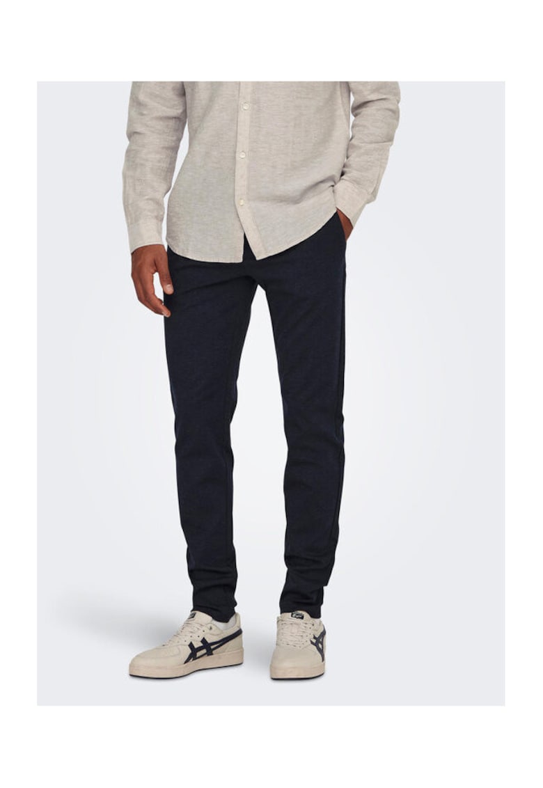 Pantaloni barbati - 302890804 - Viscoza/Poliester - Albastru - Albastru