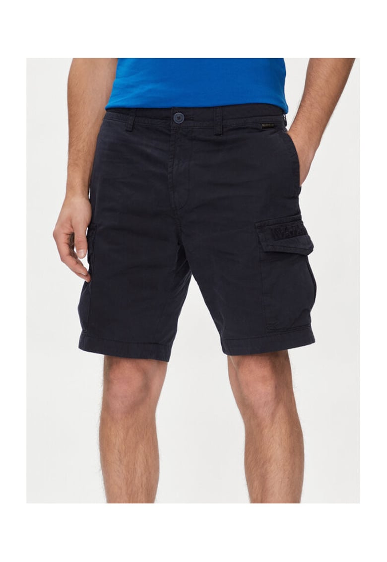 Pantaloni scurti barbati - 303757397 - Bumbac - Albastru