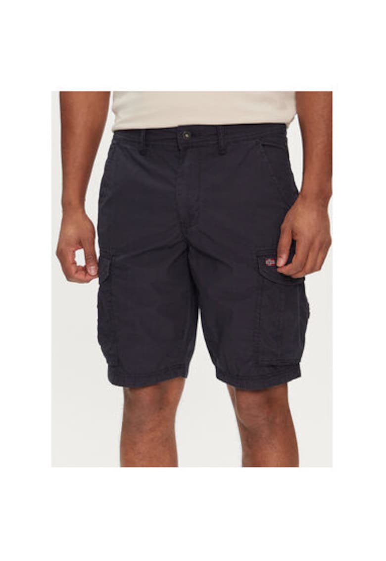 Pantaloni scurti barbati - 303756345 - Bumbac - Albastru - Albastru