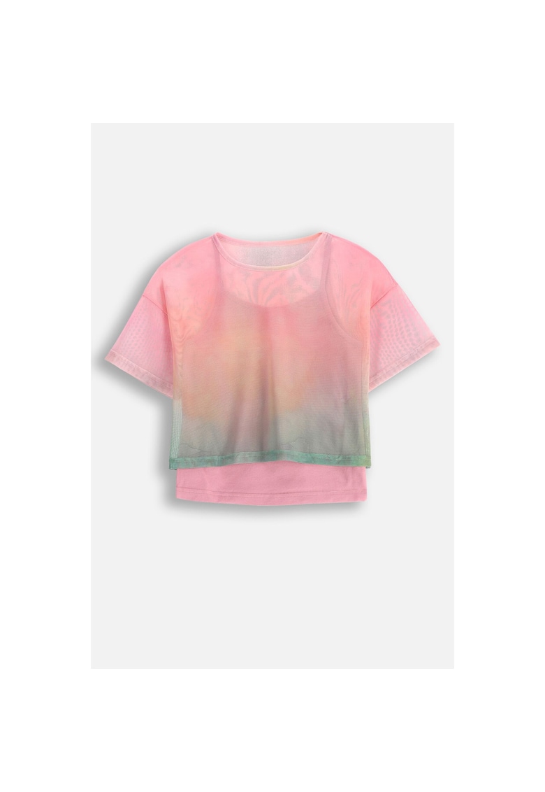 Set de tricou crop din plasa si top cu bretele spaghetti