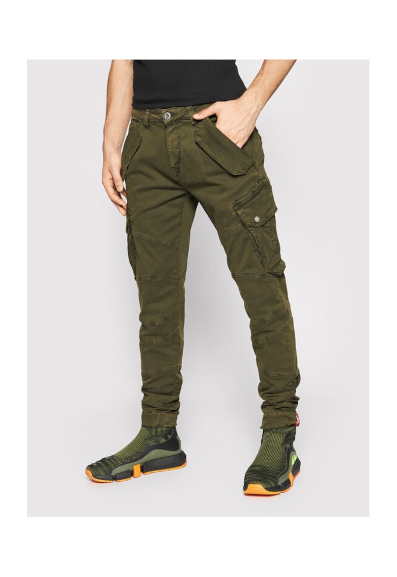 Pantaloni barbati - 207377110 - Bumbac - 165421 - Verde