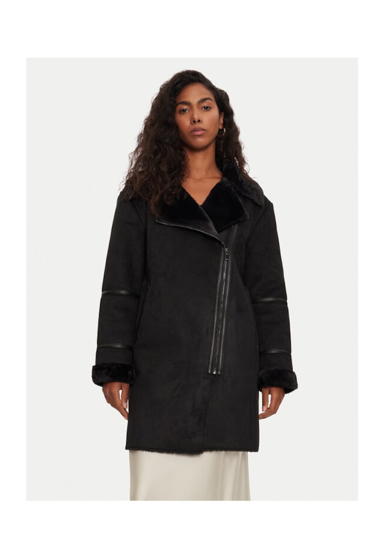 Cojoc dama - 304480461 - Piele ecologica - Negru - Negru